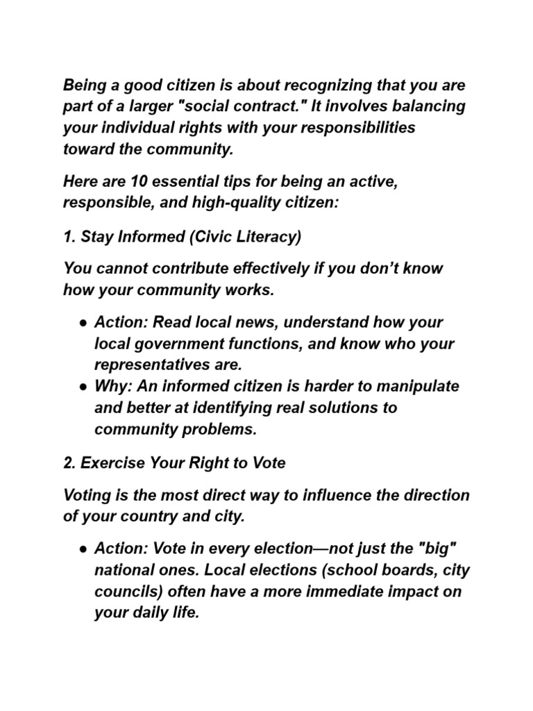 10 Essential Tips For Being A High Quality Citizen | PDF | Citizenship