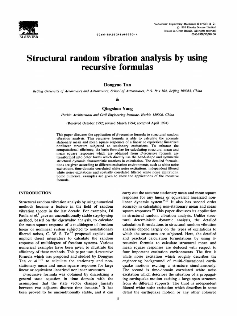 Structural Random Vibration Analysis by | PDF | Matrix (Mathematics ...