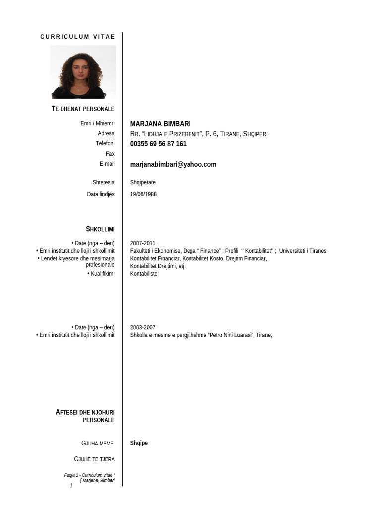 CV Format Shqip | PDF