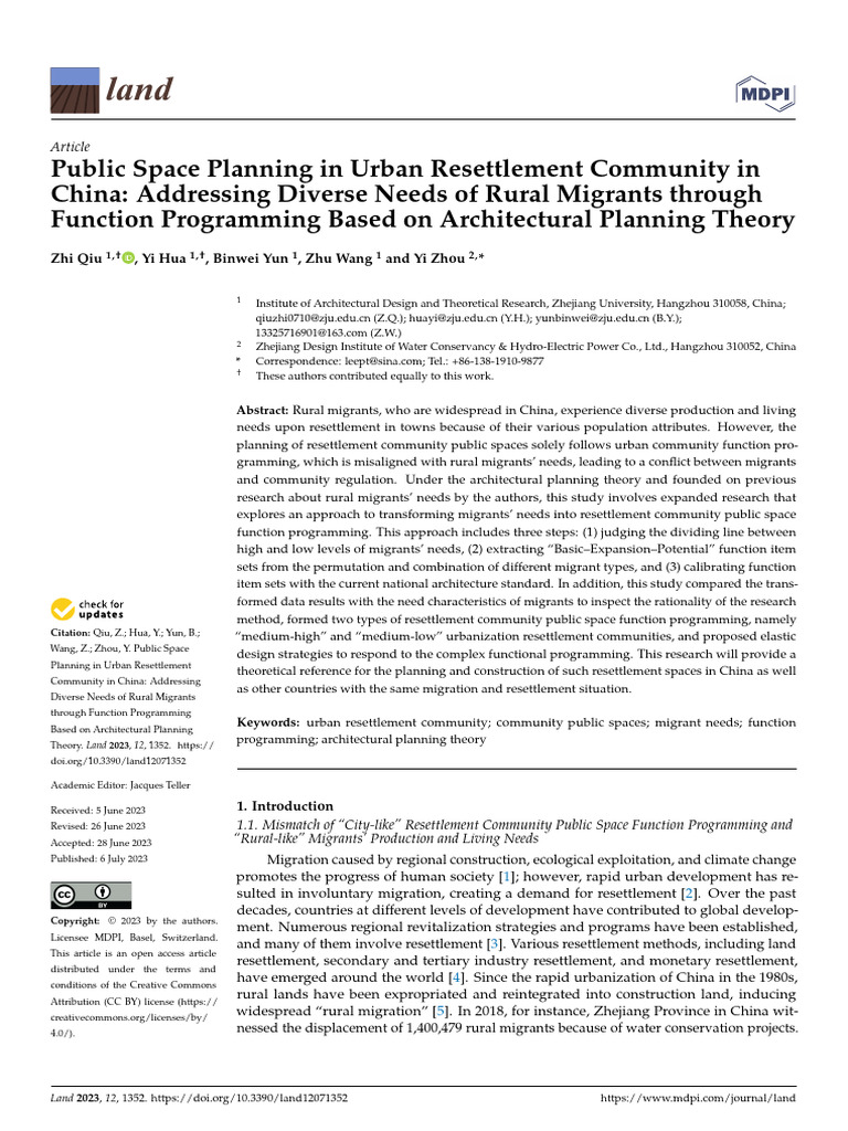 Public Space Planning in Urban Resettlement Community in China 2023 ...