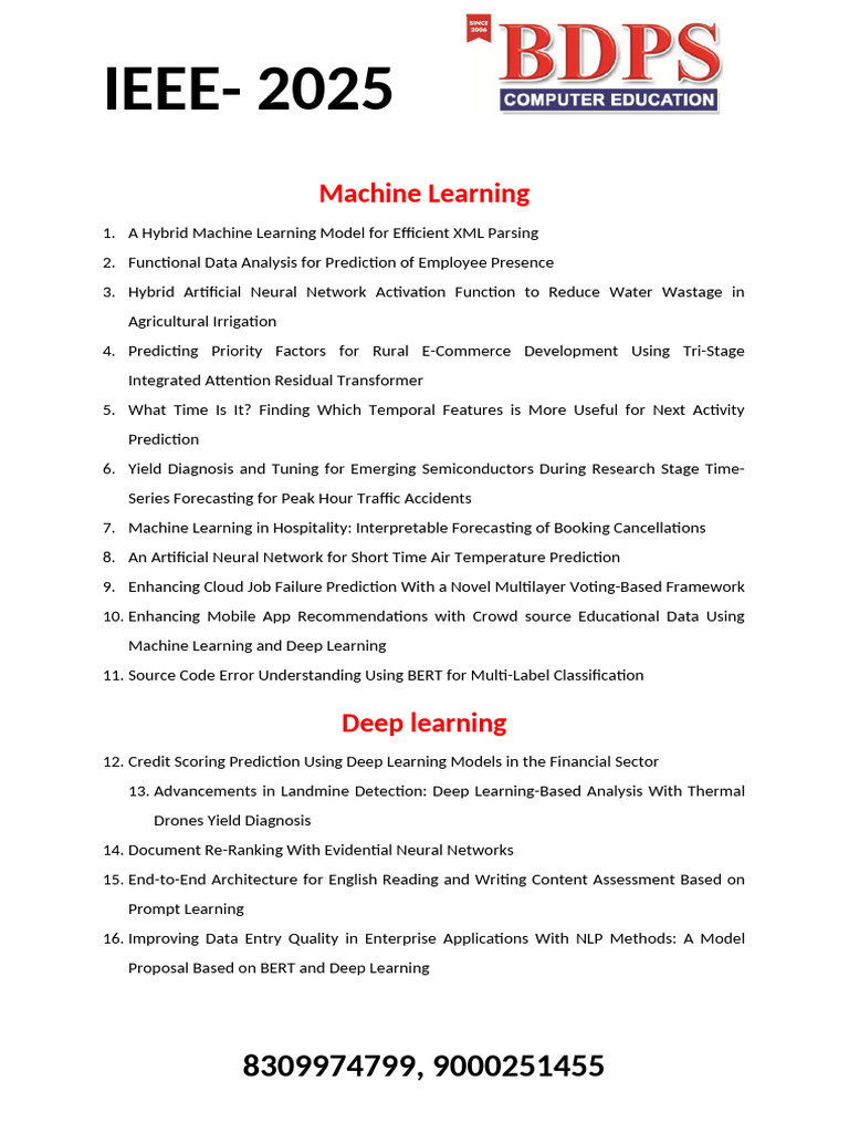 IEEE - 2025 With Domains | PDF | Deep Learning | Machine Learning