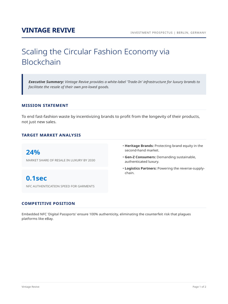 Vintage Revive Circular Logistics | PDF