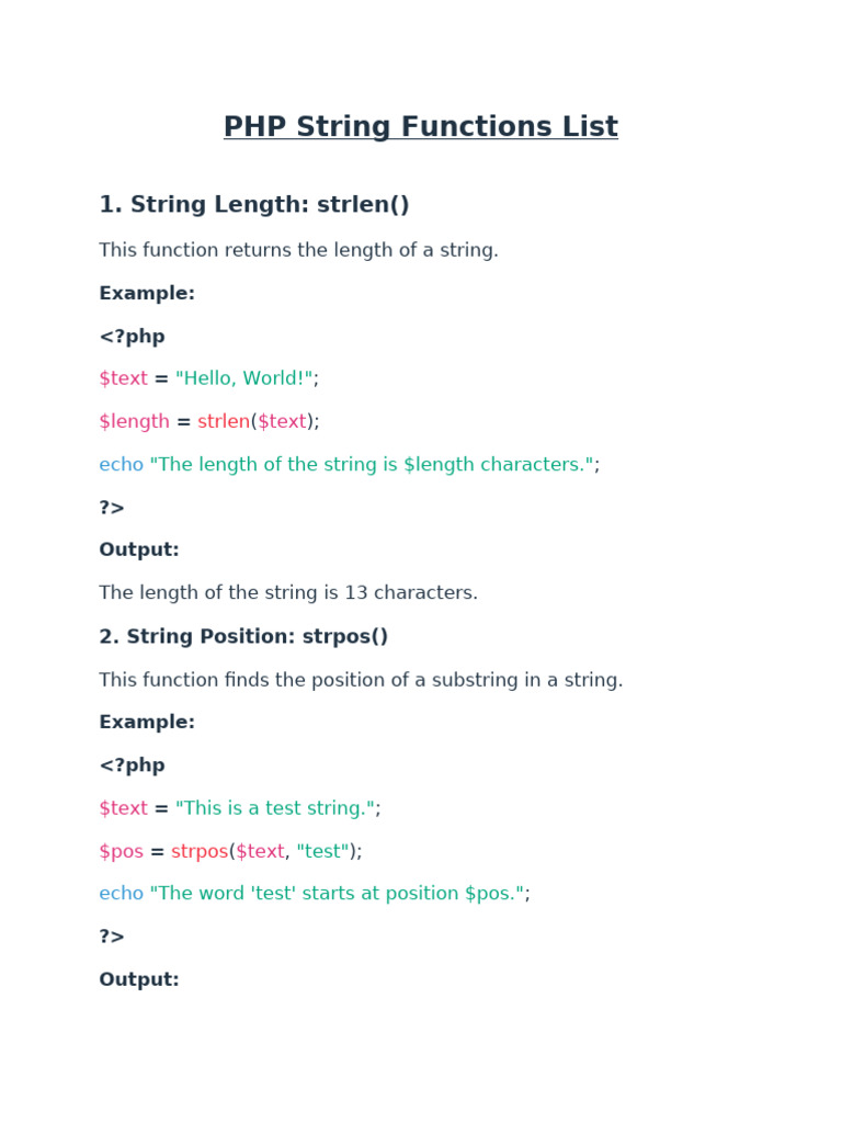 PHP String Functions List | PDF | Computer Data | Computer Programming