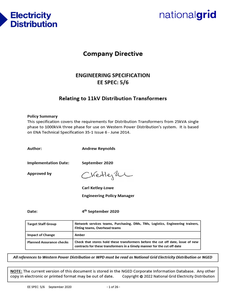 EE005 - 6 - 11kV Distribution Transformers | PDF | Transformer ...