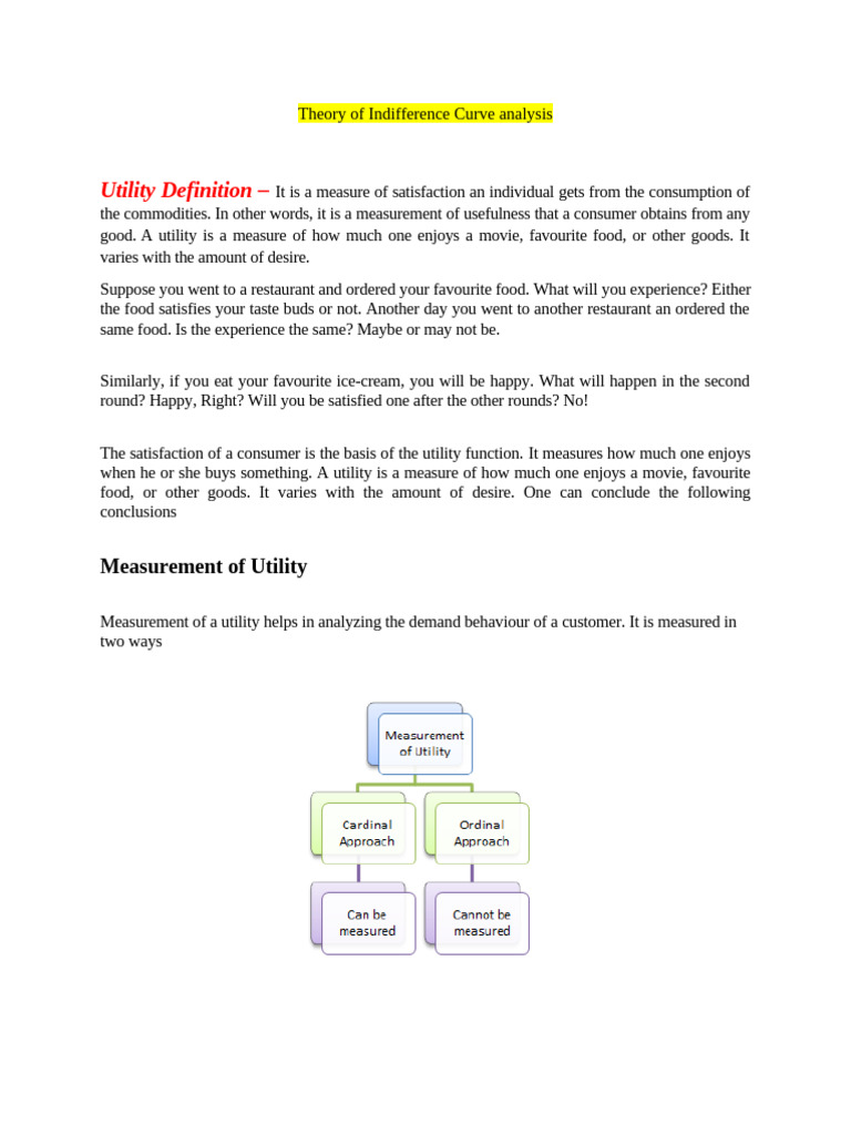 Theory of Indifference Curve Analysis | PDF | Utility | Marginal Utility