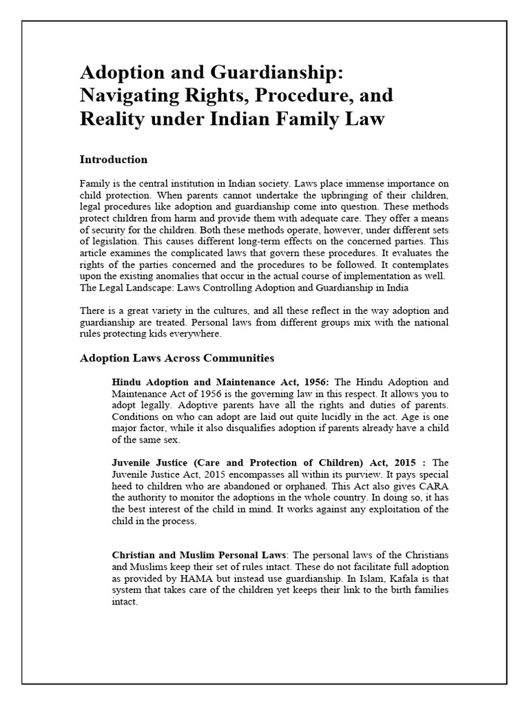 Adoption and Guardianship | PDF | Adoption | Legal Guardian