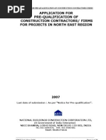 Application For Pre-Qualification of Construction Contractors/ Firms For Projects in North East Region