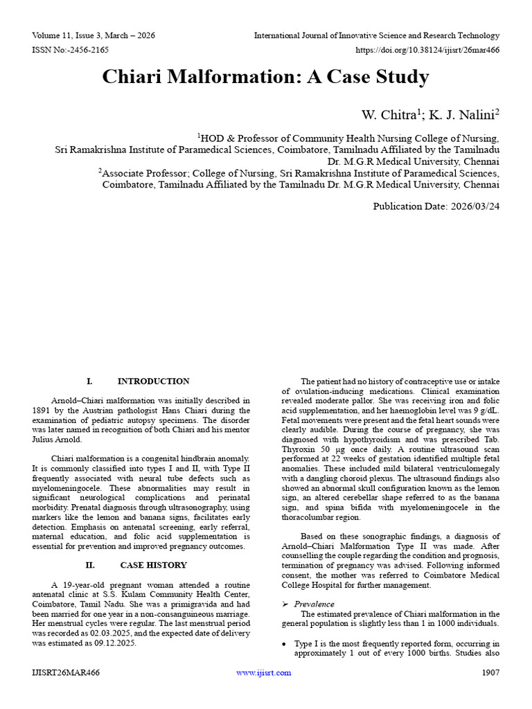 Chiari Malformation: A Case Study | PDF | Prenatal Development | Pregnancy