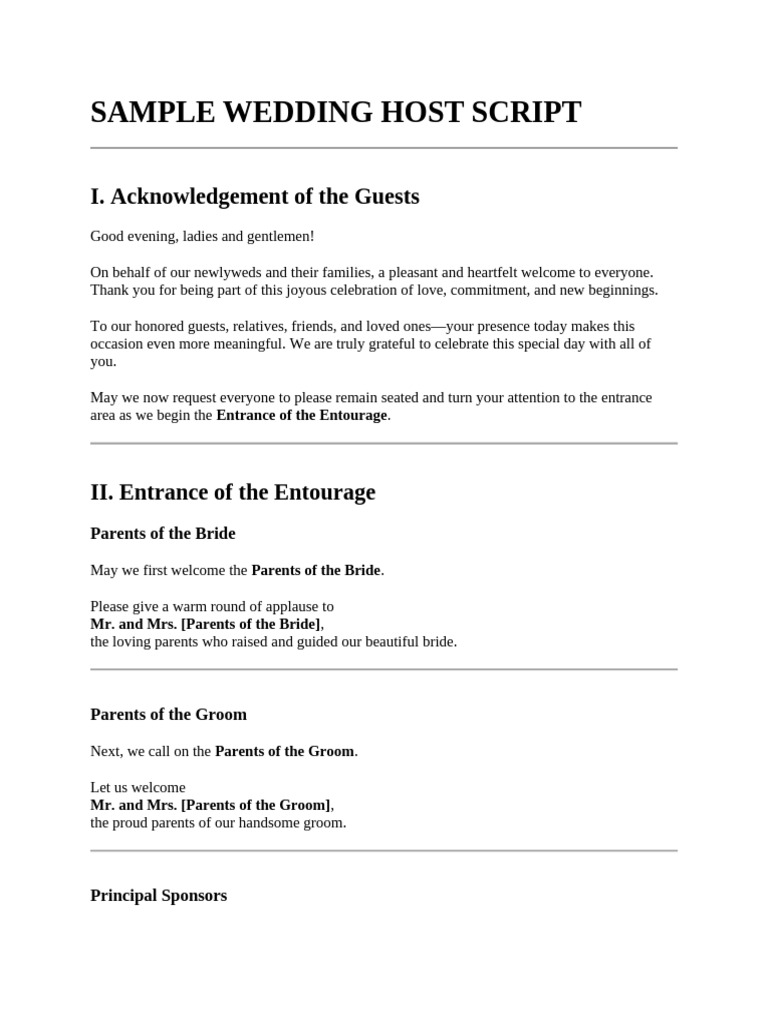 Sample Wedding Host Script | PDF | Wedding | Social Institutions