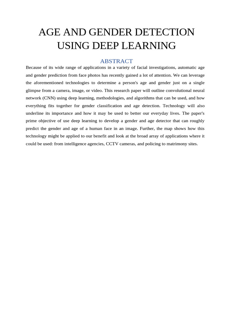 Age and Gender Detection Using Deep Learning | PDF | Deep Learning ...