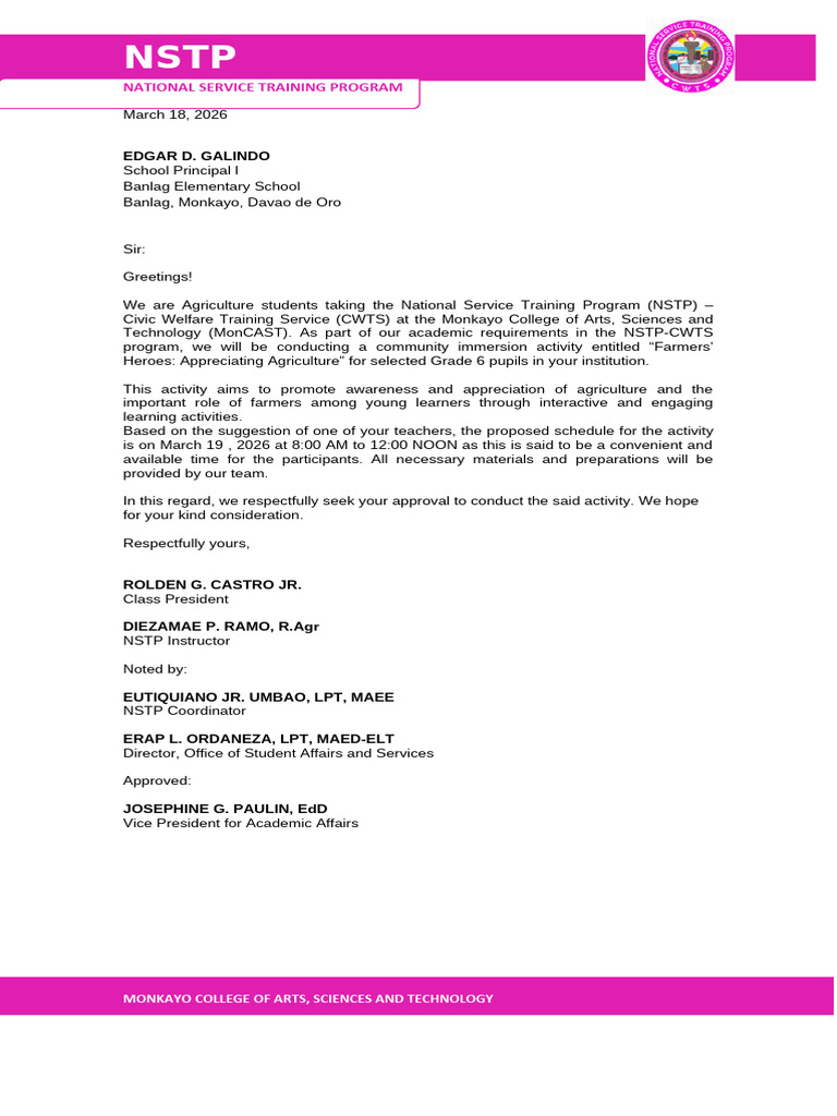 BSA-1A Approach Letter | PDF