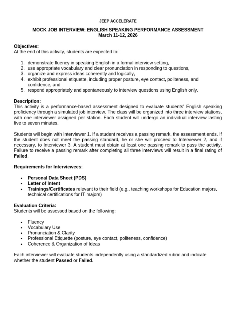 Mock Job Interview | PDF