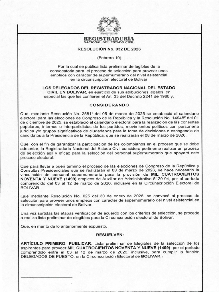 Resolucion 032 Del 10 de Febrero de 2026 - Bolivar | PDF | Gobierno ...