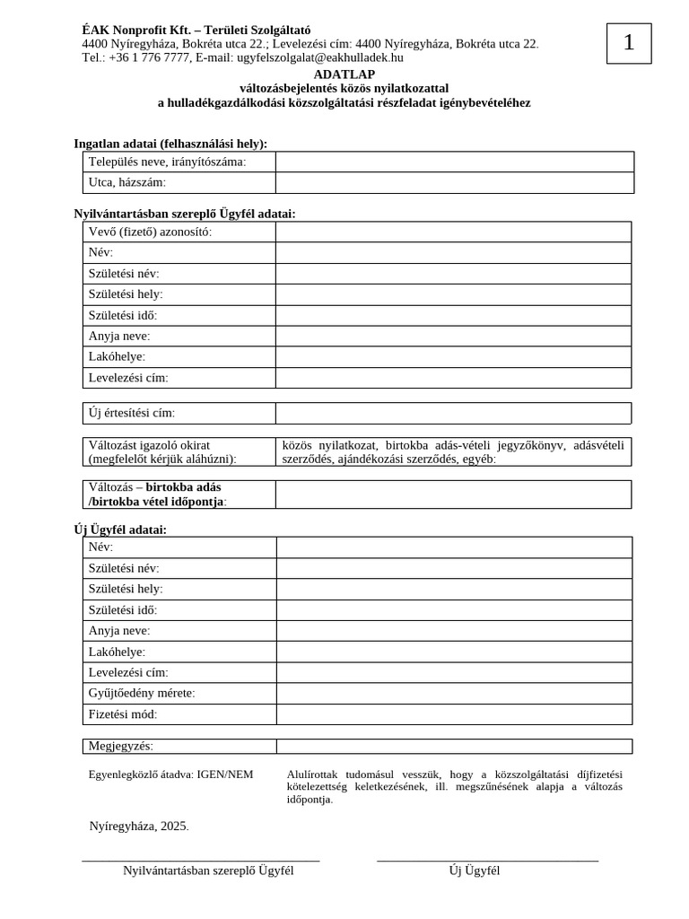 1 Valtozasbejelento Elado-Vevo Kozos Nyilatozat | PDF