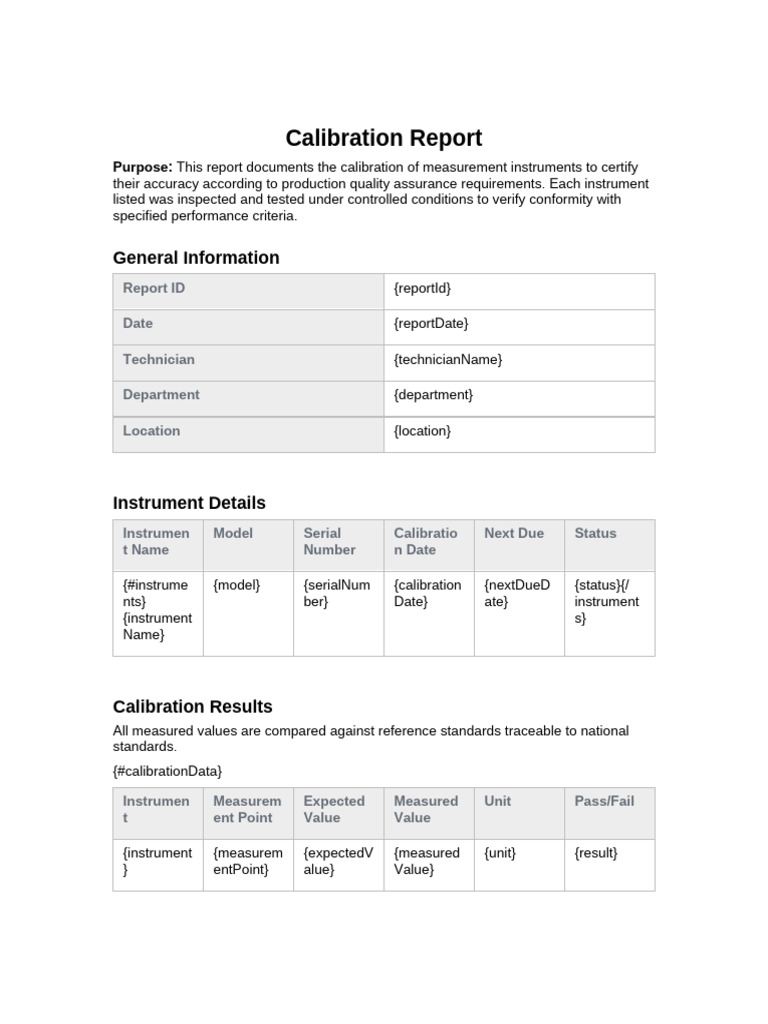Calibration Report | PDF