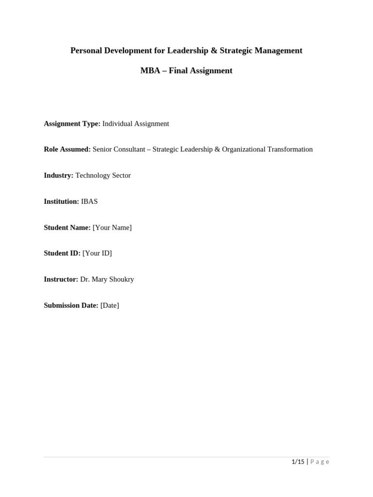 Assignment Structure - Personal Development For Leadership | PDF ...