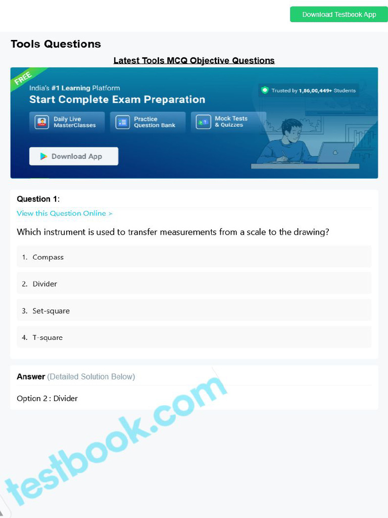 MCQ On Tools 5eea6a0c39140f30f369e10e | PDF