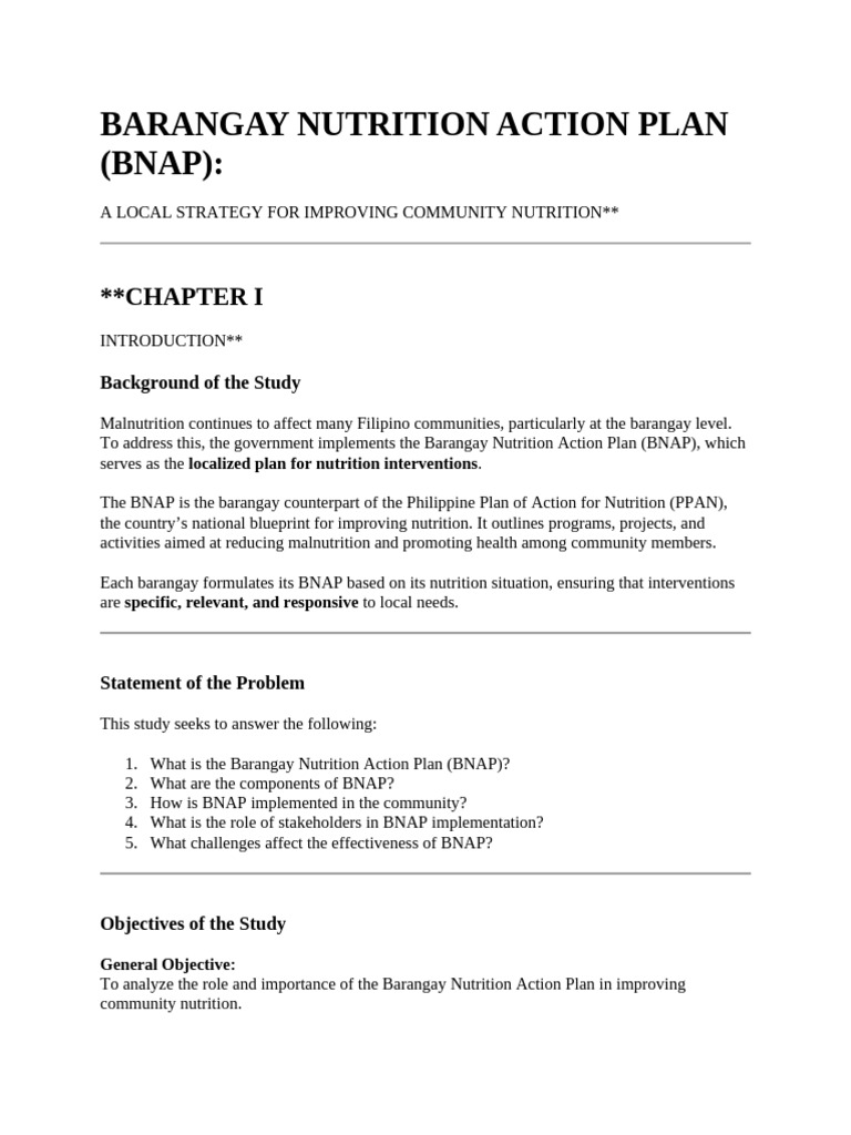 BNAP | PDF | Malnutrition | Wash
