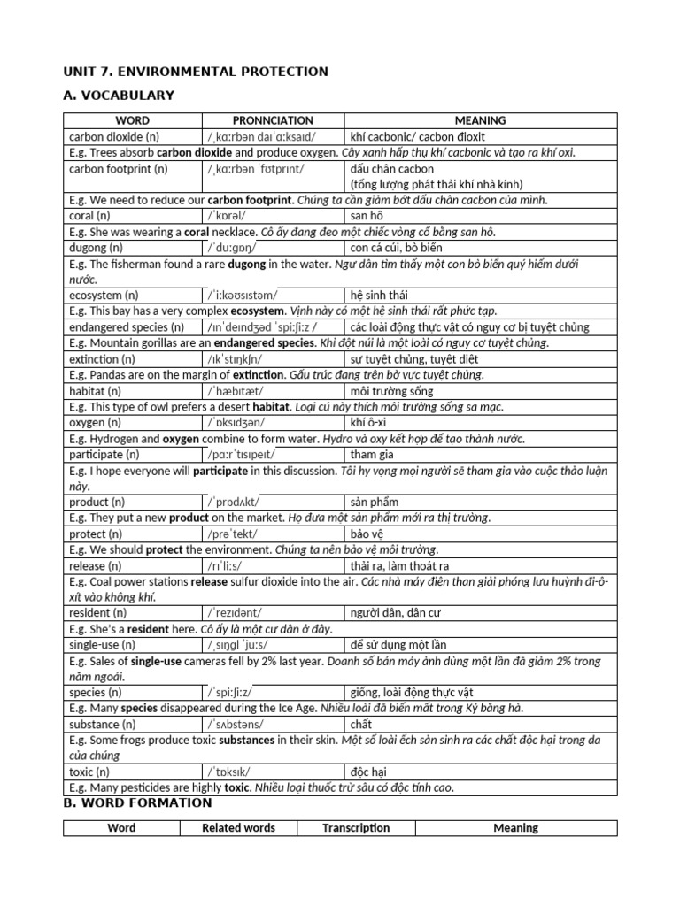 Unit 7. Environmental Protection | PDF