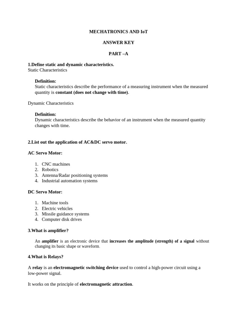 Mechatronics and Iot Answer Key | PDF | Programmable Logic Controller ...