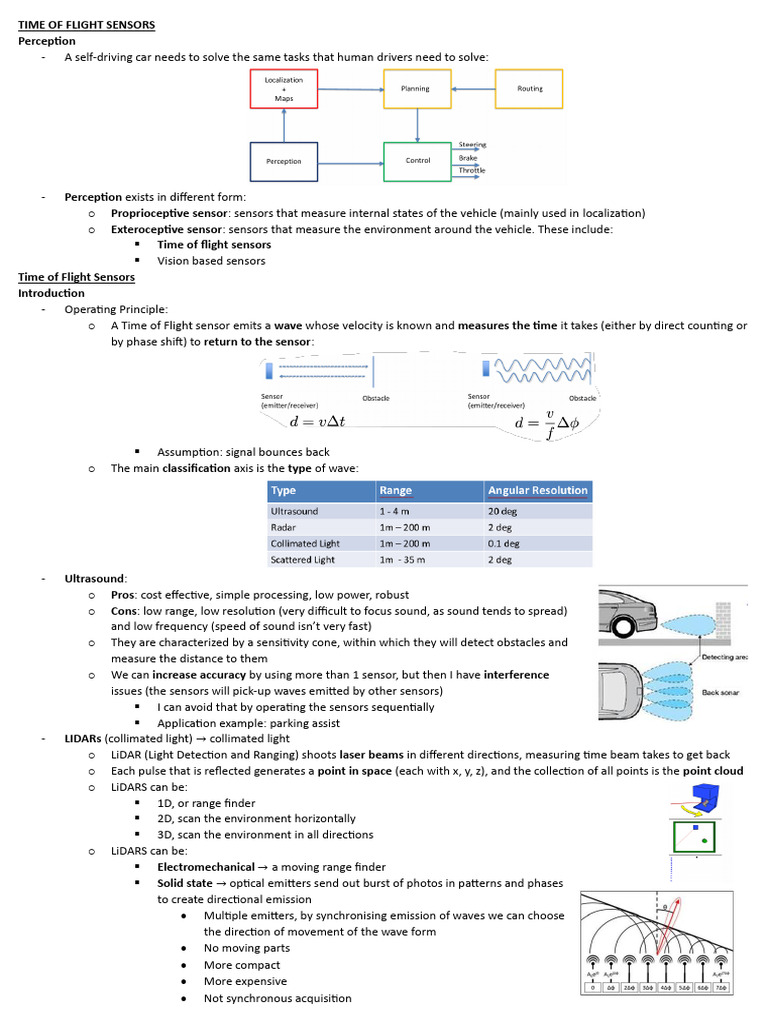 Automation and Control in Autonomous Vehicles - Time of Flight Sensors ...