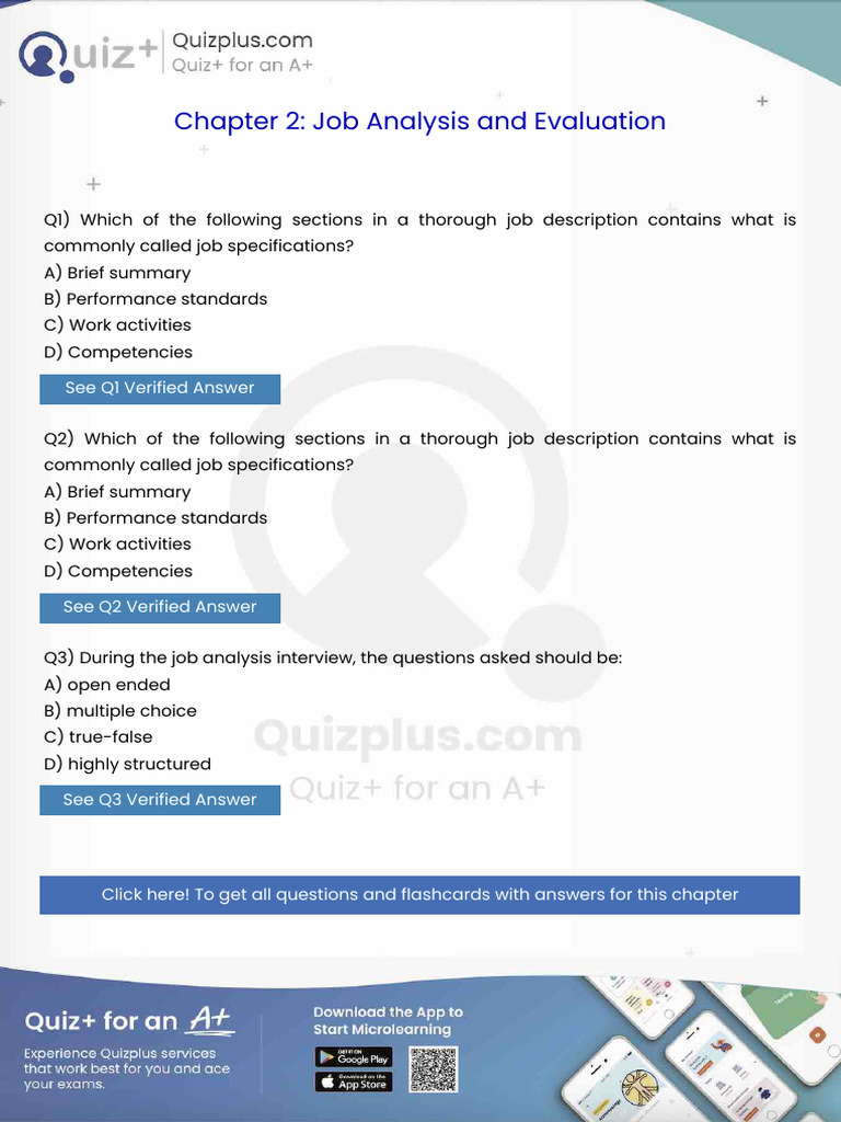 Which of The Following Sections in A Thorough Job Description Contains ...