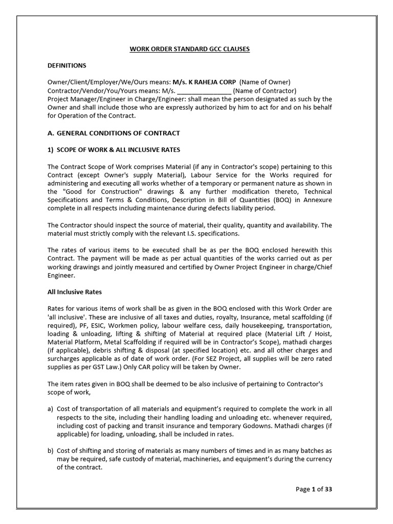 General Conditions of Contract | PDF | Indemnity | Employment