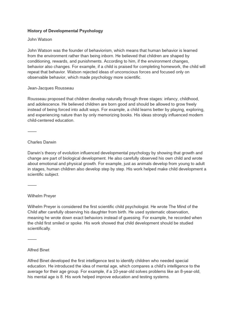 History of Developmental Psychology | PDF | Developmental Psychology ...