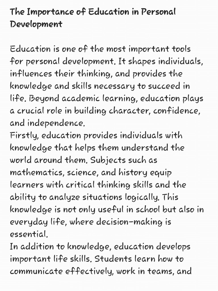 Importance of Education in Personal Development | PDF