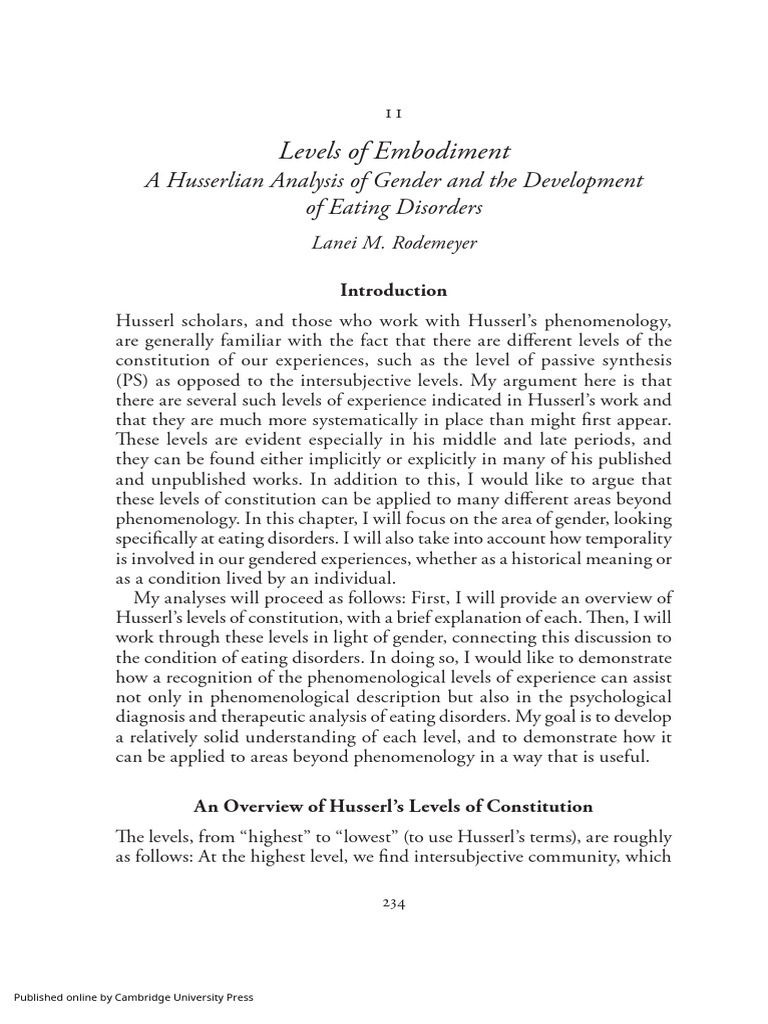 Levels of Embodiment | PDF | Phenomenology (Philosophy) | Edmund Husserl