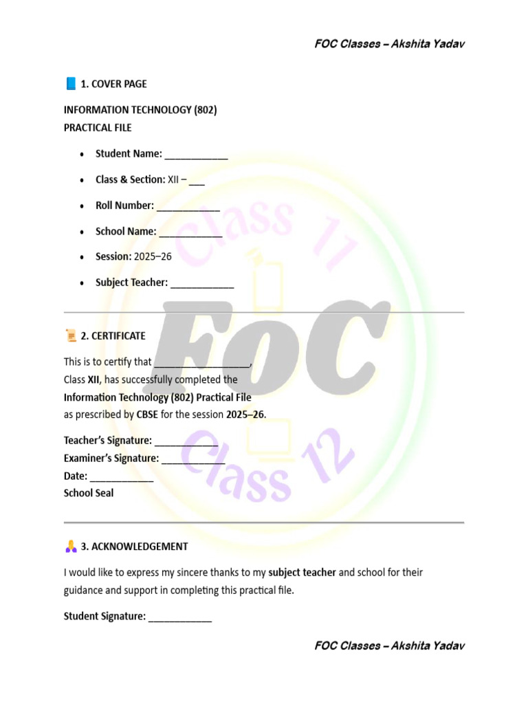 Class 12 IT File Format | PDF