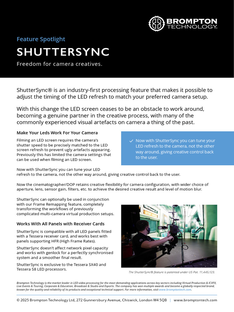 Brompton ShutterSync Data Sheet Apr2025 en | PDF | Camera | Film And ...