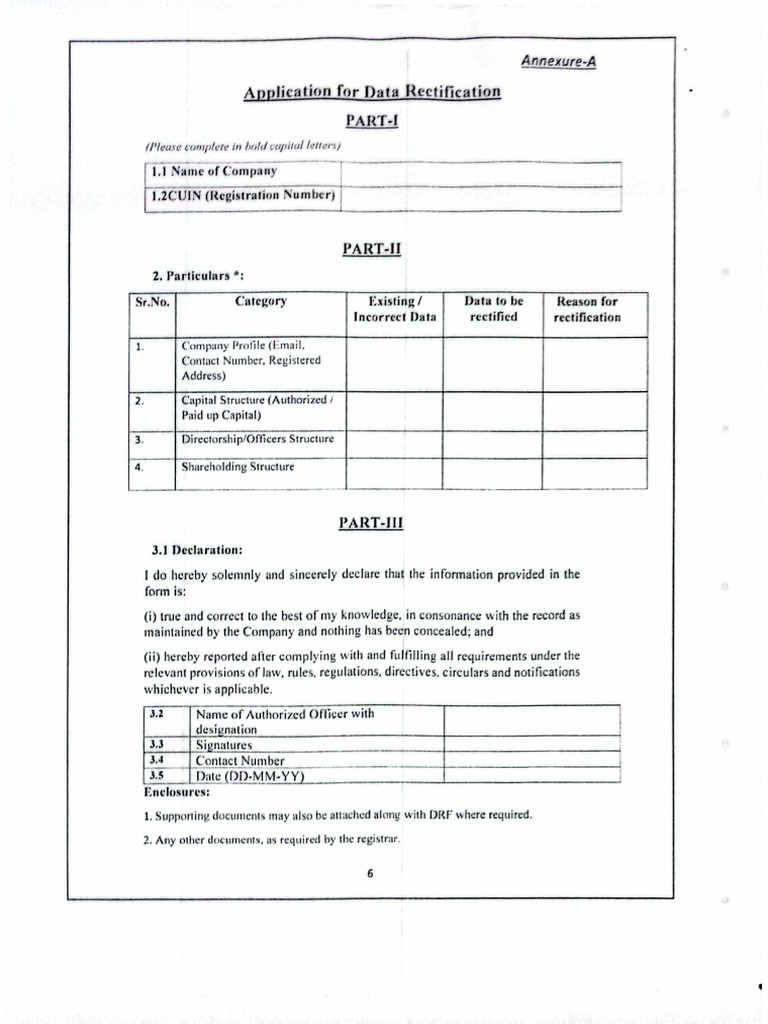 Data Rectification Form SECP | PDF