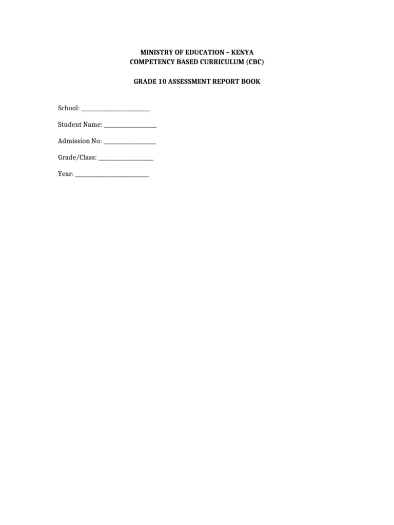 Grade 10 CBE Assessment Book | PDF | Chemistry | Physics