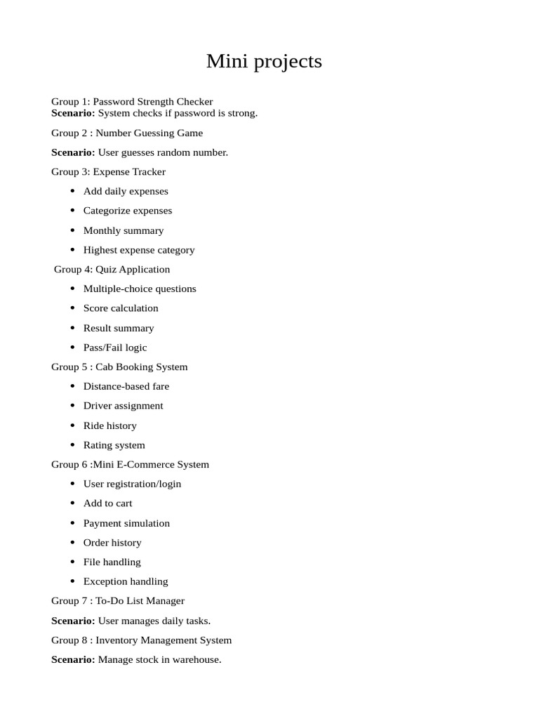 Mini Projects | PDF
