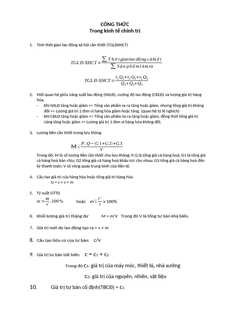 Công TH C Trong KTCT | PDF