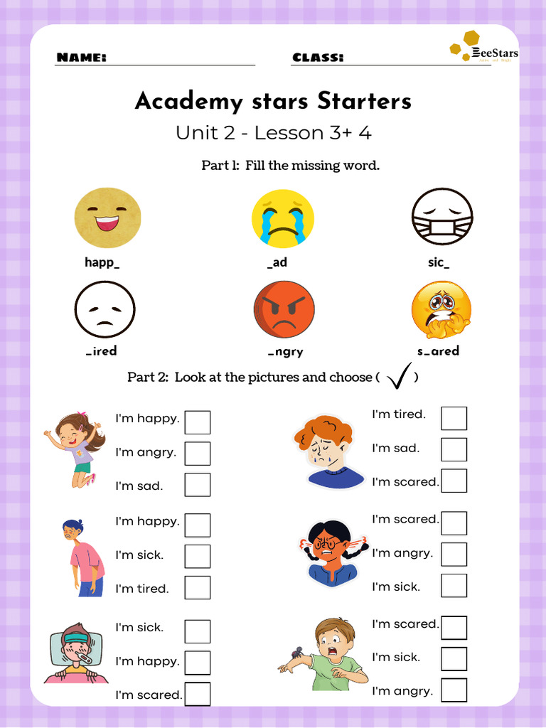 Academy Stars Starters Unit 2 - Lesson 3+ 4 | PDF | Chess Theory | Chess
