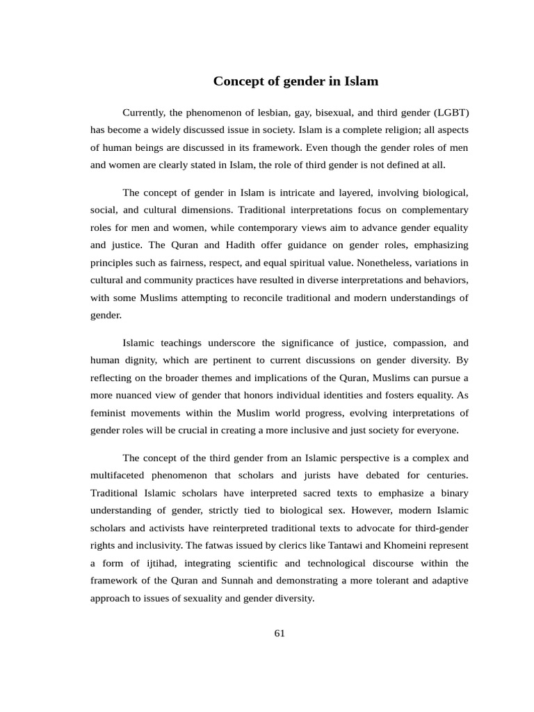 Concept of Gender in Islam | PDF | Gender | Gender Studies