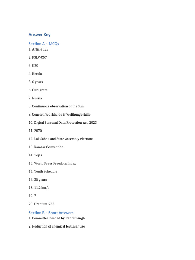 Answer Key | PDF