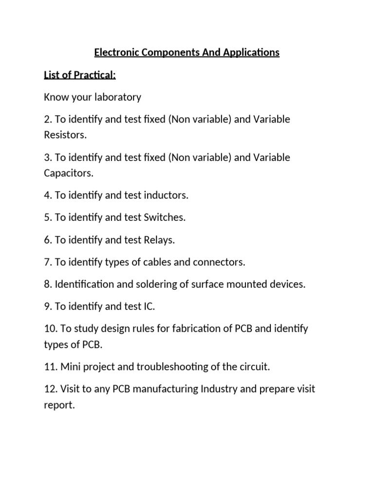 Electronic Components and Applications LAB | PDF