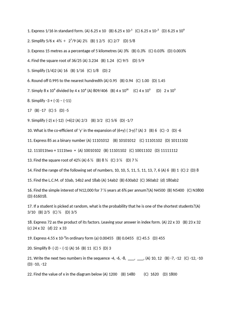 JSS 2 Maths 2nd Term Exam | PDF | Elementary Mathematics | Arithmetic