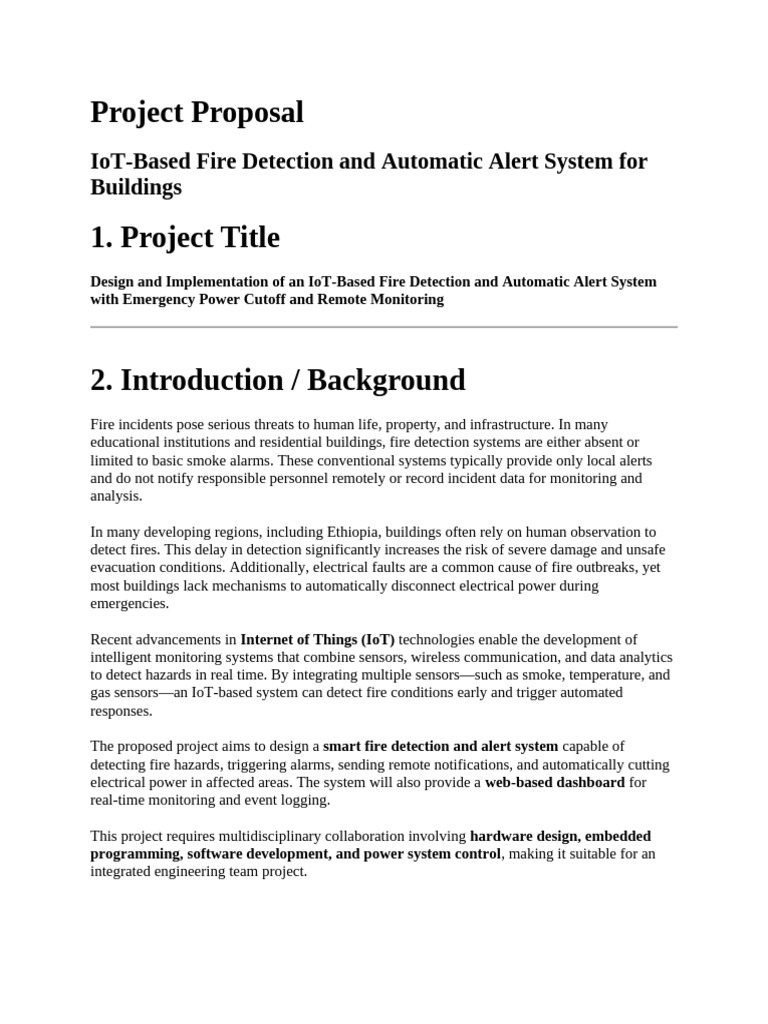 IOT-based Fire Detection and Alert System Proposal Project | PDF ...
