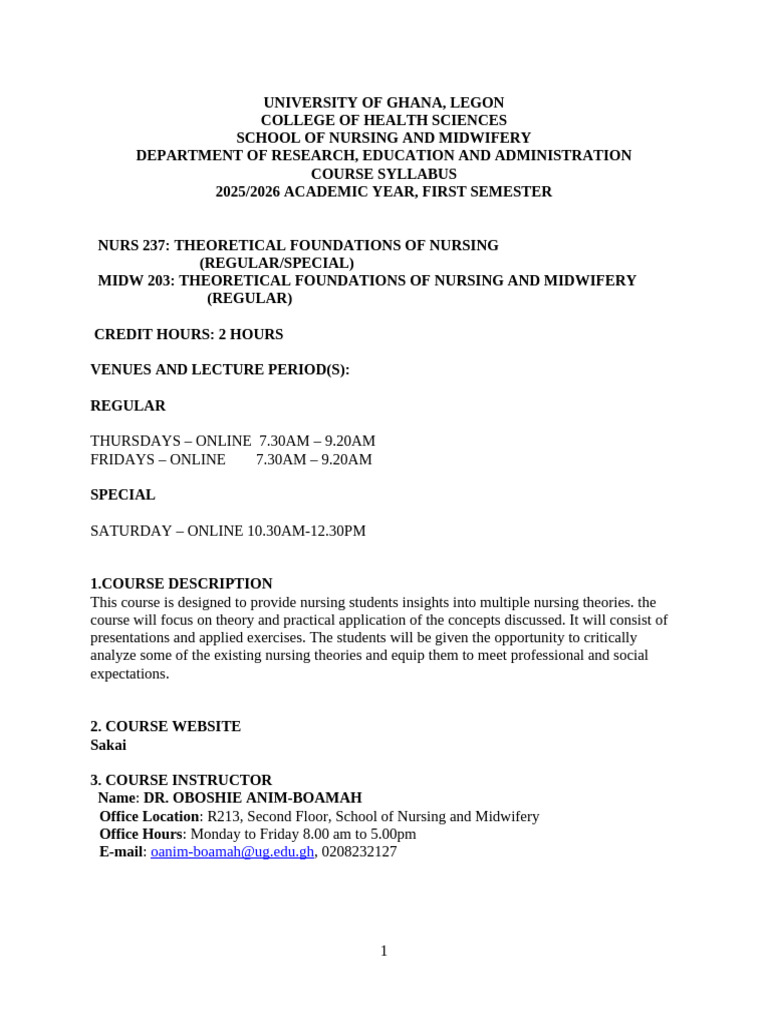 2026 Nurs 237 Midw 203 Course Syllabus | PDF