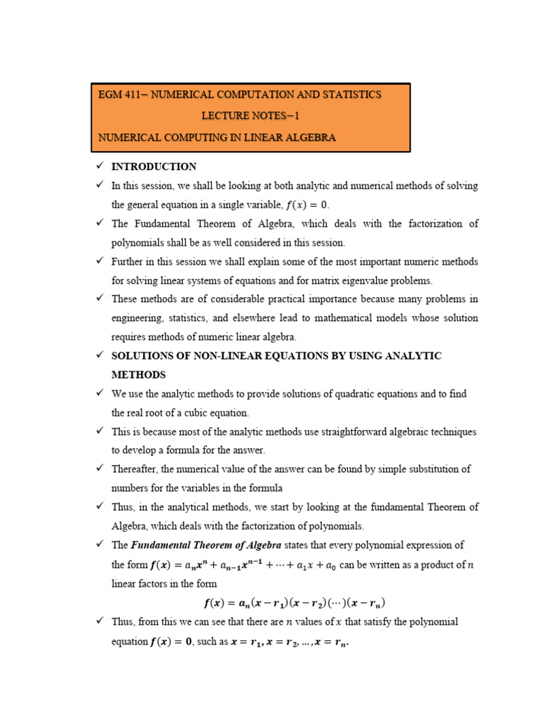 EGM 411 Note 1 | PDF | Algebra | Factorization