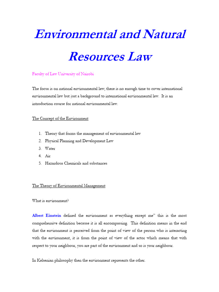 Environmental and Natural Resources Law | PDF | Environmental Impact ...