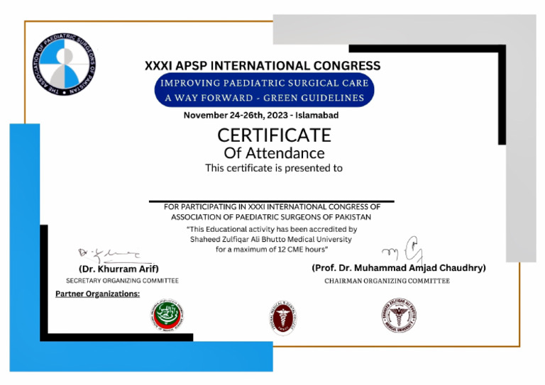 Xxxi Apsp International Congress Participants Certificate | PDF