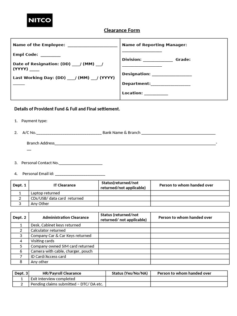 Clearance Form | PDF