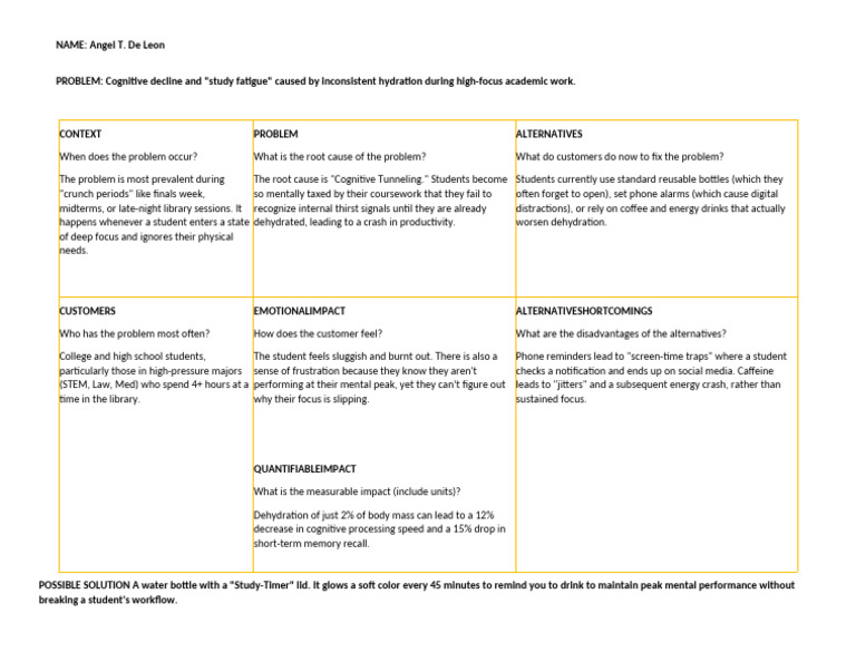 Problem Identification Template - Part I | PDF