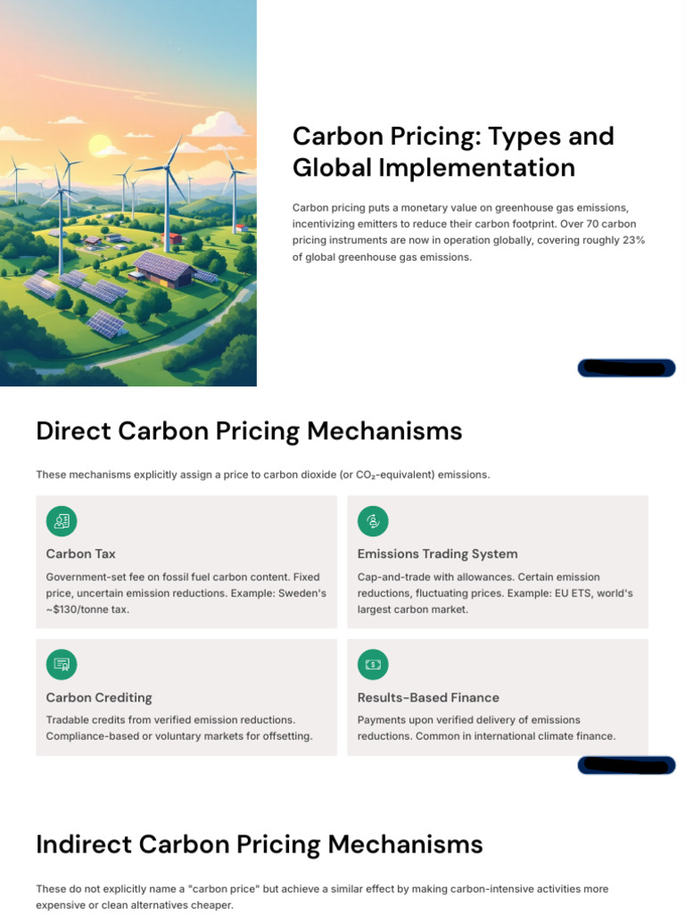 Carbon Pricing Types and Global Implementation | PDF | Carbon Tax ...