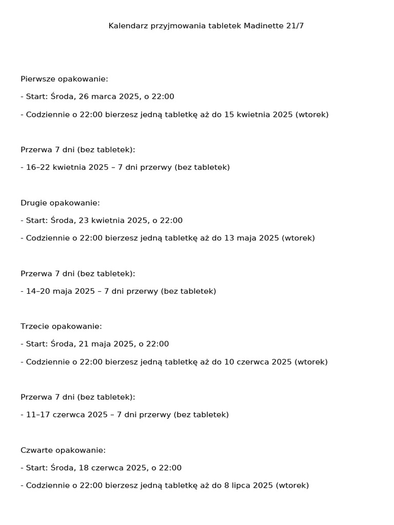 Kalendarzyk Tabletek | PDF